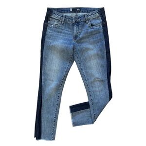 KUT FROM THE KLOTH Reese Ankle Straight Jeans Sz 4 Raw Hem Stripe